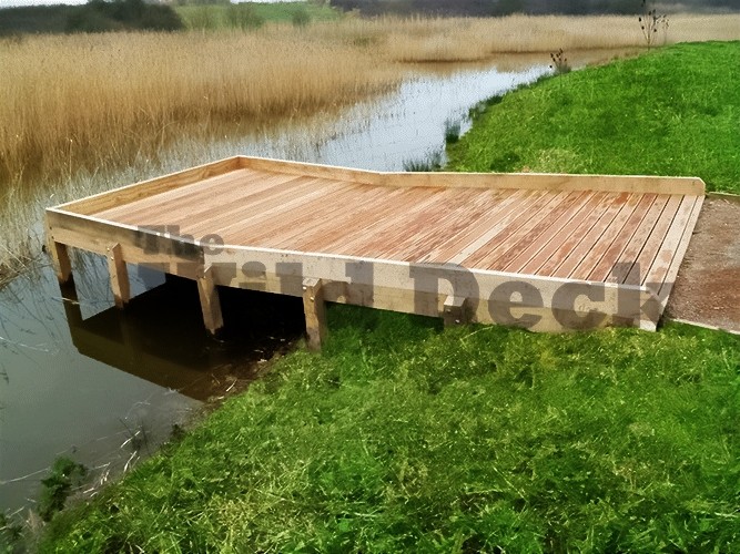 Square pond dipping platform by the wild deck company