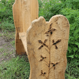 Flower carving themed bench seating by the wild deck company Flower carving themed bench seating by the wild deck company