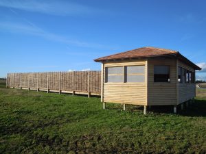 Main view island bird hide at abberton reservoir for essex wildlife trust