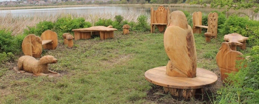 Picnic area carvings hand made wooden carvings and animal sculptures by the wild deck company