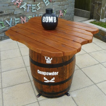 Pirate themed barrel table by the wild deck company Pirate themed barrel table by the wild deck company