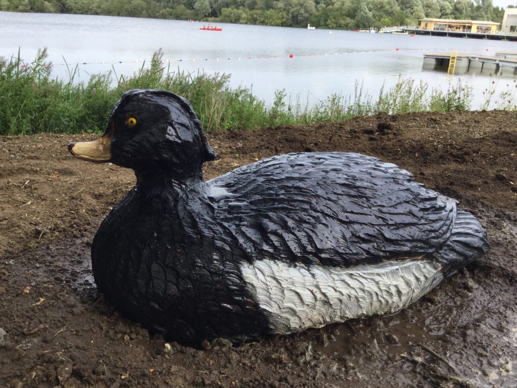 profile of duck wooden sculpture rushden lakes