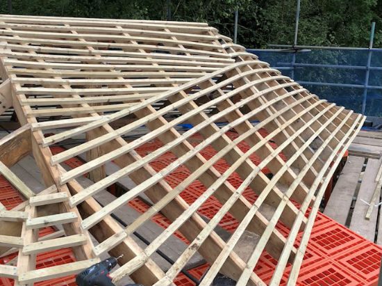 wooden roof pergola work in progress 1